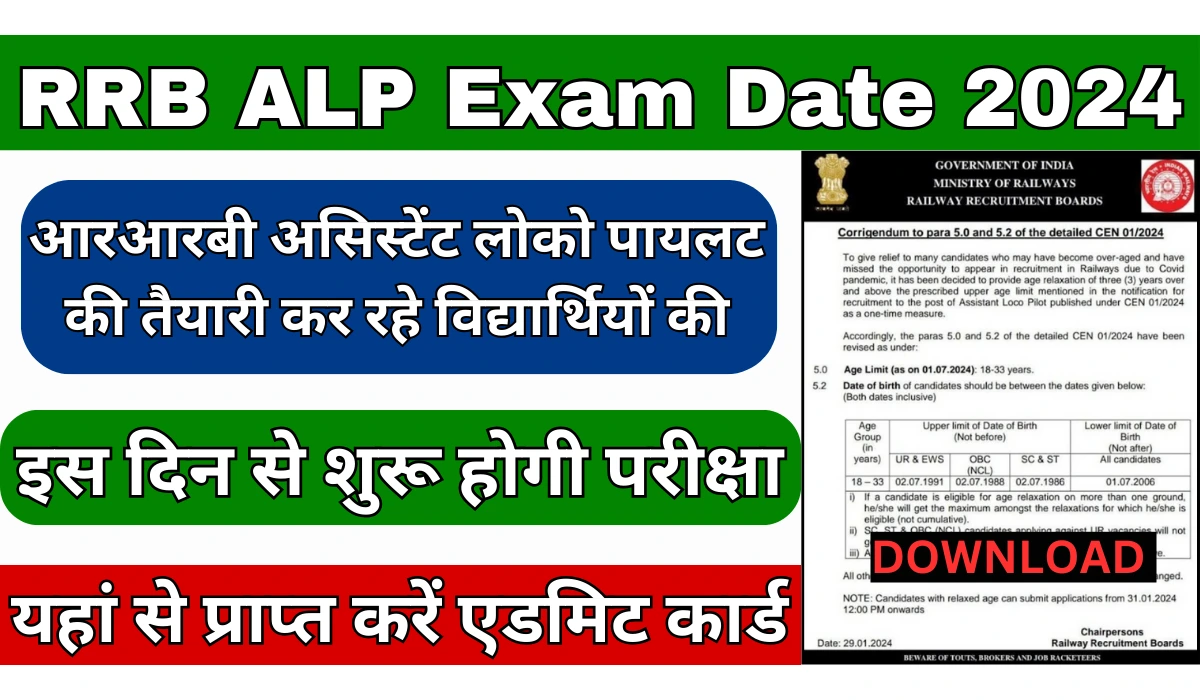 RRB ALP Exam Date 2024